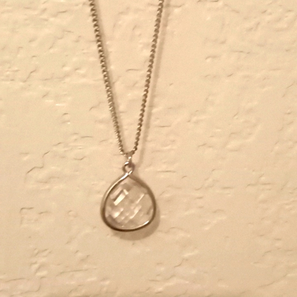 EXPRESS Crystal Embellished Necklace Silver Tone